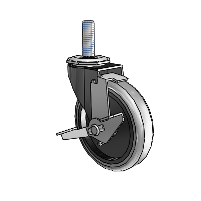 Regent Threaded Stem Black Oxide Swivel Caster with 4 x .9375 Grey Thermoplastic Rubber Wheel and Tread Lock Brake