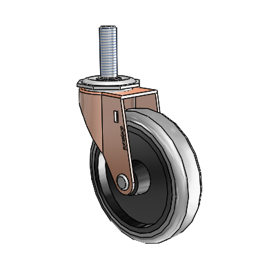 Regent Threaded Stem Copper Oxide Swivel Caster with 4 x .9375 Grey Thermoplastic Rubber Wheel