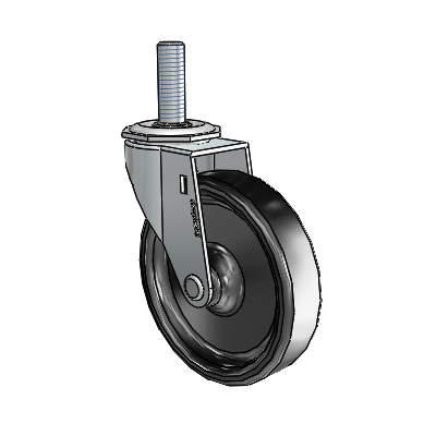 Regent Threaded Stem Zinc Swivel Caster with 4 x .9375 Black Polyolefin Wheel