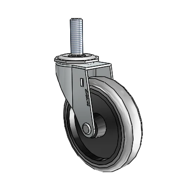 Regent Threaded Stem Zinc Swivel Caster with 4 x .9375 Grey Thermoplastic Rubber Wheel