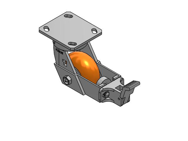 170 Series Top Plate Swivel Caster with 4 x 2 Orange Tread on Aluminum Core AN - Round Polyurethane (Aluminum Core) Wheel and Face Brake