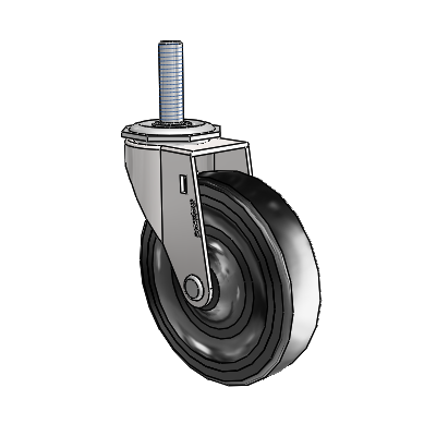 Regent Threaded Stem Bright Chrome Swivel Caster with 4 x .9375 Black Soft Rubber Wheel