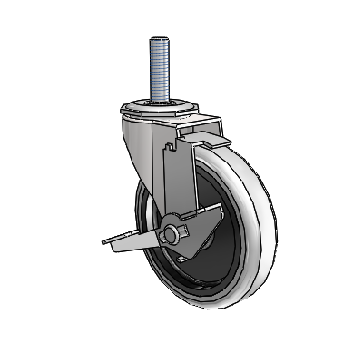 Regent Threaded Stem Bright Chrome Swivel Caster with 4 x .9375 Grey Thermoplastic Urethane Wheel and Tread Lock Brake