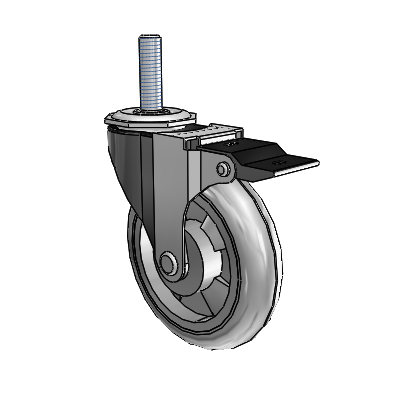 Regent Threaded Stem Black Oxide Swivel Caster with 4 x .9375 Grey MonoTech Wheel and Top Lock Brake