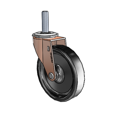 Regent Threaded Stem Copper Oxide Swivel Caster with 4 x .9375 Black Polyolefin Wheel