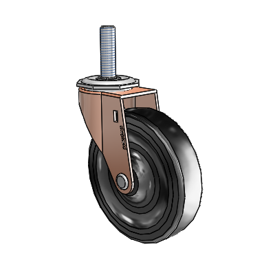 Regent Threaded Stem Copper Oxide Swivel Caster with 4 x .9375 Black Soft Rubber Wheel