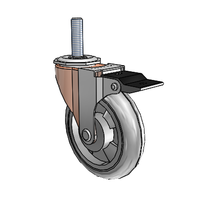 Regent Threaded Stem Copper Oxide Swivel Caster with 4 x .9375 Grey MonoTech Wheel and Top Lock Brake