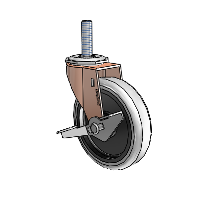 Regent Threaded Stem Copper Oxide Swivel Caster with 4 x .9375 Grey Thermoplastic Urethane Wheel and Side Brake