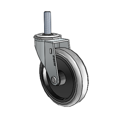 Regent Threaded Stem Zinc Swivel Caster with 4 x .9375 Grey Thermoplastic Rubber Wheel