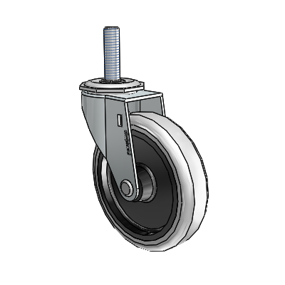 Regent Threaded Stem Zinc Swivel Caster with 4 x .9375 Grey Thermoplastic Urethane Wheel
