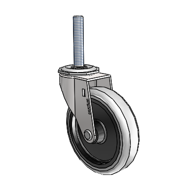Regent Threaded Stem Bright Chrome Swivel Caster with 4 x .9375 Grey Thermoplastic Urethane Wheel