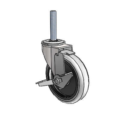 Regent Threaded Stem Bright Chrome Swivel Caster with 4 x .9375 Grey Thermoplastic Urethane Wheel and Tread Lock Brake