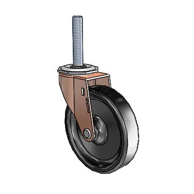 Regent Threaded Stem Copper Oxide Swivel Caster with 4 x .9375 Black Polyolefin Wheel