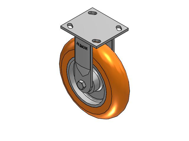 170 Series Top Plate Rigid Caster with 8 x 2 Orange Tread on Aluminum Core AN - Round Polyurethane (Aluminum Core) Wheel