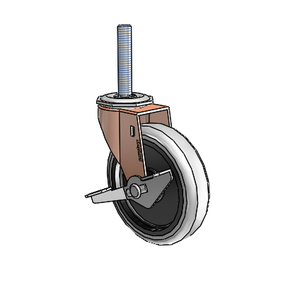 Regent Threaded Stem Copper Oxide Swivel Caster with 4 x .9375 Grey Thermoplastic Urethane Wheel and Side Brake