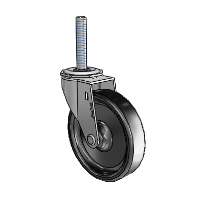 Regent Threaded Stem Polished Nickel Swivel Caster with 4 x .9375 Black Polyolefin Wheel