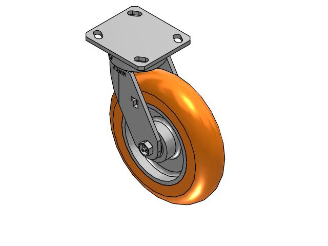 170 Series Top Plate Swivel Caster with 8 x 2 Orange Tread on Aluminum Core AN - Round Polyurethane (Aluminum Core) Wheel