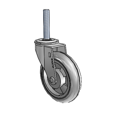 Regent Threaded Stem Polished Nickel Swivel Caster with 4 x .9375 Grey MonoTech Wheel