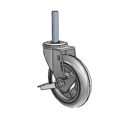 Regent Threaded Stem Polished Nickel Swivel Caster with 4 x .9375 Grey MonoTech Wheel and Side Brake