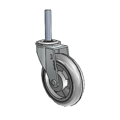 Regent Threaded Stem Zinc Swivel Caster with 4 x .9375 Grey MonoTech Wheel