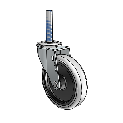 Regent Threaded Stem Zinc Swivel Caster with 4 x .9375 Grey Thermoplastic Urethane Wheel