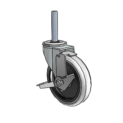Roulette pivotante Regent à tige filetée en zinc, équipée de 4 roues en uréthane thermoplastique gris de 0,9375 et d'un frein à blocage de la roue