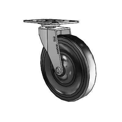 Regent Top Plate Bright Chrome Swivel Caster with 5 x .9375 Black Hard Rubber Wheel