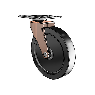 Regent Top Plate Copper Oxide Swivel Caster with 5 x .9375 Black Polyolefin Wheel