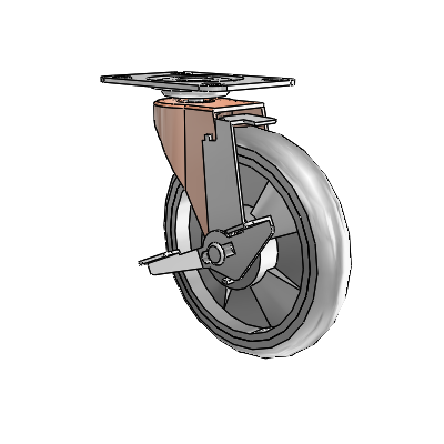 Regent Top Plate Copper Oxide Swivel Caster with 5 x .9375 Grey MonoTech Wheel and Tread Lock Brake