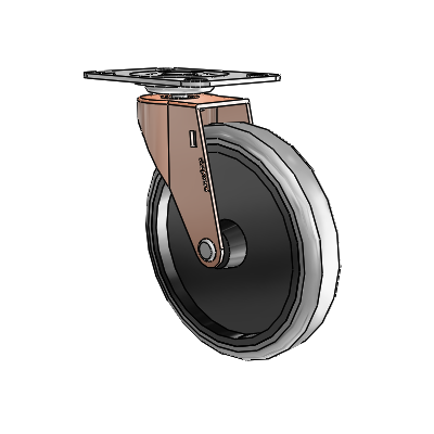 Regent Top Plate Copper Oxide Swivel Caster with 5 x .9375 Grey Thermoplastic Rubber Wheel