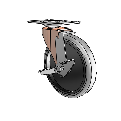 Regent Top Plate Copper Oxide Swivel Caster with 5 x .9375 Grey Thermoplastic Rubber Wheel and Tread Lock Brake