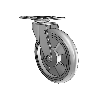 Regent Top Plate Polished Nickel Swivel Caster with 5 x .9375 Grey MonoTech Wheel