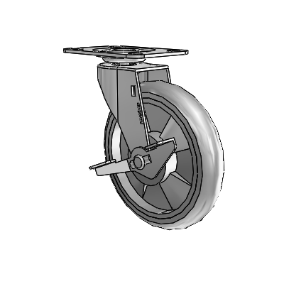 Regent Top Plate Polished Nickel Swivel Caster with 5 x .9375 Grey MonoTech Wheel and Side Brake