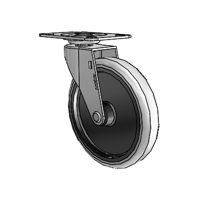 Regent Top Plate Polished Nickel Swivel Caster with 5 x .9375 Grey Thermoplastic Urethane Wheel