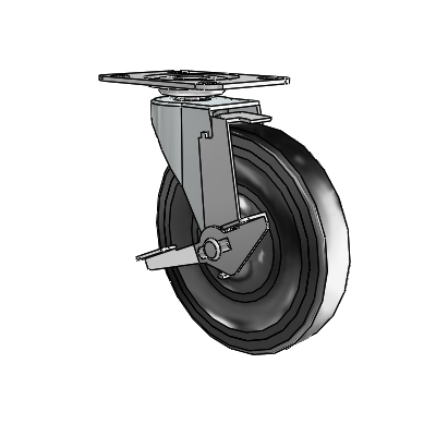 Regent Top Plate Zinc Swivel Caster with 5 x .9375 Black Hard Rubber Wheel and Tread Lock Brake