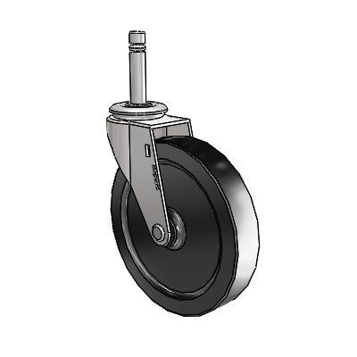 Regent Grip Ring Bright Chrome Swivel Caster with 5 x .9375 Black Polyolefin Wheel
