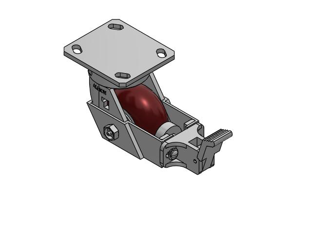 170 Series Top Plate Swivel Caster with 4 x 2 Maroon Tread on Aluminum Core AX - Round Polyurethane (Aluminum Core) Wheel and Face Brake