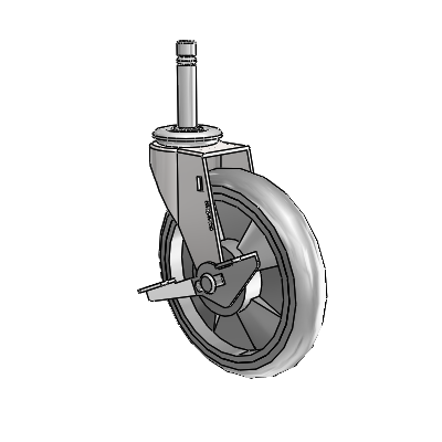 Regent Grip Ring Bright Chrome Swivel Caster with 5 x .9375 Grey MonoTech Wheel and Side Brake