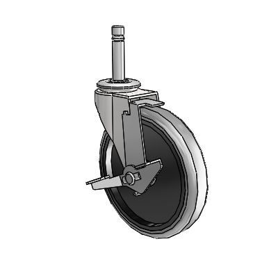 Regent Grip Ring Bright Chrome Swivel Caster with 5 x .9375 Grey Thermoplastic Rubber Wheel and Tread Lock Brake