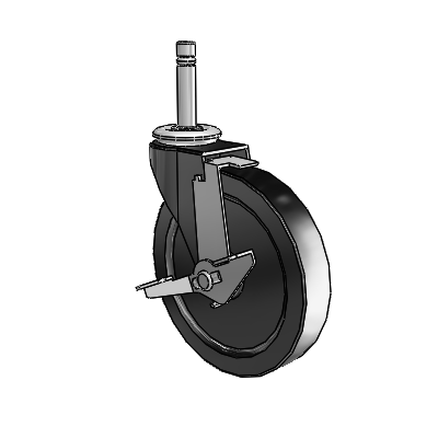 Regent Grip Ring Black Oxide Swivel Caster with 5 x .9375 Black Polyolefin Wheel and Tread Lock Brake