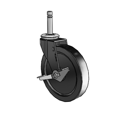 Regent Grip Ring Black Oxide Swivel Caster with 5 x .9375 Black Polyolefin Wheel and Side Brake