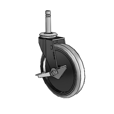 Regent Grip Ring Black Oxide Swivel Caster with 5 x .9375 Grey Thermoplastic Rubber Wheel and Side Brake