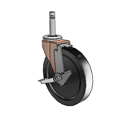 Regent Grip Ring Copper Oxide Swivel Caster with 5 x .9375 Black Polyolefin Wheel and Tread Lock Brake