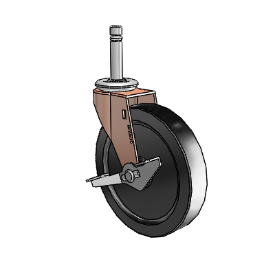 Regent Grip Ring Copper Oxide Swivel Caster with 5 x .9375 Black Polyolefin Wheel and Side Brake