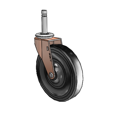 Roulette pivotante Regent Grip Ring à anneau en oxyde de cuivre, équipée de 5 roues en caoutchouc dur noir de 0,9375