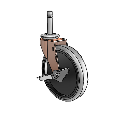 Roulette pivotante Regent Grip Ring à anneau en oxyde de cuivre, équipée de 5 roues en caoutchouc thermoplastique gris de 0,9375 et d'un frein latéral