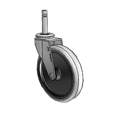 Regent Grip Ring Polished Nickel Swivel Caster with 5 x .9375 Grey Thermoplastic Urethane Wheel