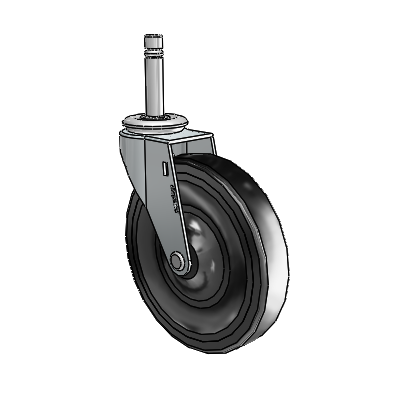 Regent Grip Ring Zinc Swivel Caster with 5 x .9375 Black Hard Rubber Wheel