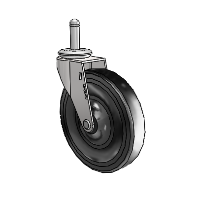 Regent Grip Ring Bright Chrome Swivel Caster with 5 x .9375 Black Hard Rubber Wheel