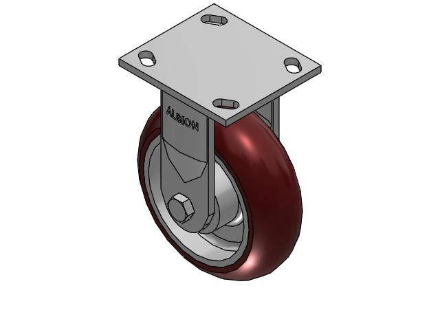 Roulette rigide à plaque supérieure de la série 170, avec bande de roulement marron 6 x 2 sur noyau en aluminium AX - Roue ronde en polyuréthane (noyau en aluminium)